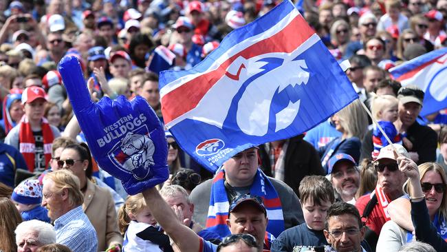 Western Bulldogs fans gather for the Grand Final parade last year.