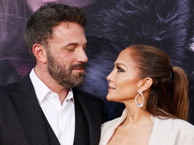 US actress/singer Jennifer Lopez and US actor Ben Affleck arrive for the premiere of "The Mother" at the Westwood Regency Village Theater in Los Angeles, California, on May 10, 2023. (Photo by Michael Tran / AFP)