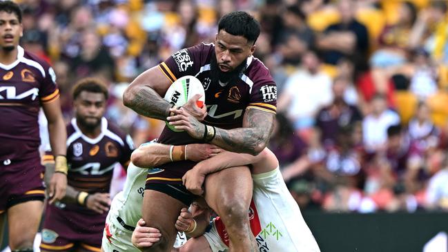 Payne Haas is in doubt for Origin Game 1 with a quad injury. (Photo by Bradley Kanaris/Getty Images)
