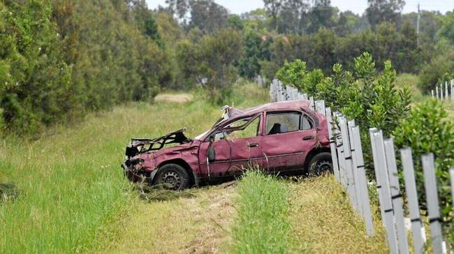 A car crash at Palmers Island on Saturday, November 3. Picture: Adam Hourigan