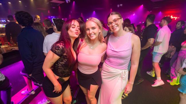 Ella Wallace, Jenna Walker, Jade Lee at Cocktails. Picture: Lucas Linck