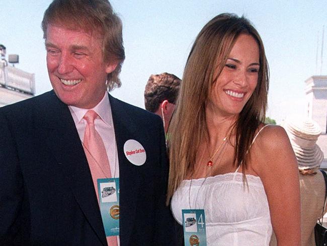 In their younger years: Donald and Melania Trump before they were married, having fun at the Kentucky Derby.