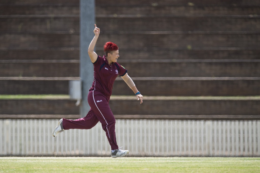 Lexi Muller celebrates her third wicket in three deliveries, bowling Western Australia's Chloe Wain in Australian Country Cricket Championships women's division round four at Heritage Oval, Tuesday, January 7, 2020. Picture: Kevin Farmer