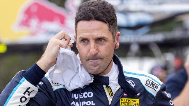 Jamie Whincup walks back to the pits after winning Race 19 during the Townsville SuperSprint round of the 2020 Supercars Championship.