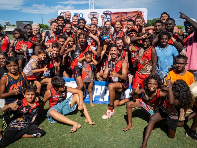 The Jabiru Bombers won their NTFL Division 1 final against the Banks Bulldogs. Picture: David Bradley / AFLNT Media