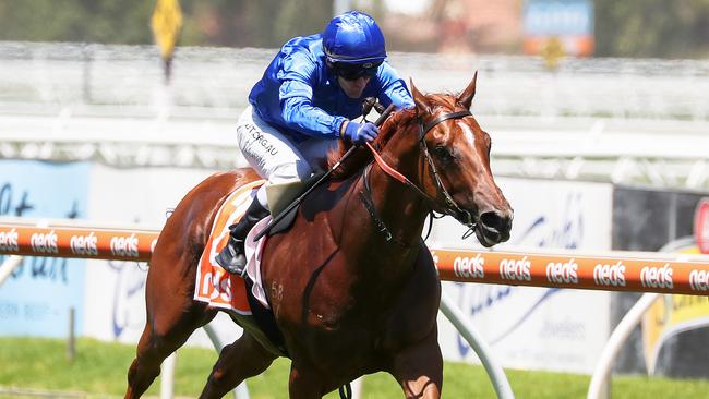 Hanseatic, pictured winning at Caulfield in January, has stepped out in fine fashion at Flemington ahead of a big spring campaign. Picture: Getty Images