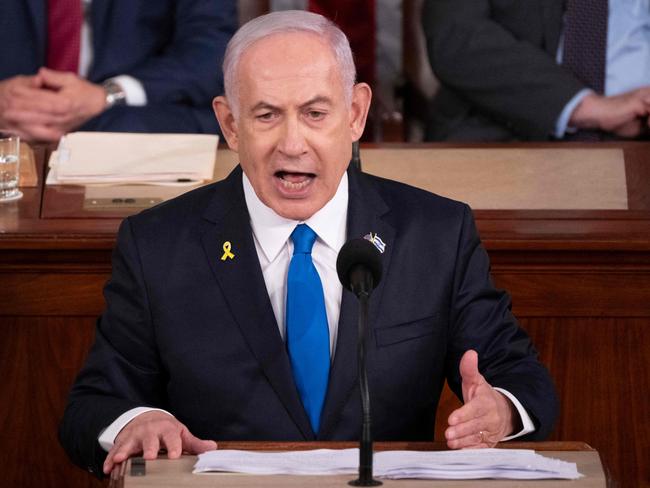 Israeli Prime Minister Benjamin Netanyahu speaks to a joint meeting of Congress at the US Capitol on July 24 in Washington, DC. Picture: AFP