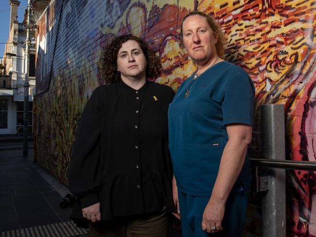 29-01-2025 - Whistleblower forensic psychiatrist Dr Jacqueline Rakov and Alliance Against Antisemitism in Healthcare (AAAHC) co-founder Dr Karen Fink in Balaclava, Melbourne on Tuesday. Picture: Liam Mendes / The Australian