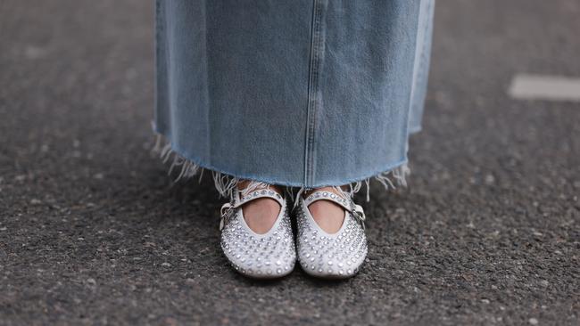 A guest at fashion week wears Alaia shoes. Picture: Getty Images