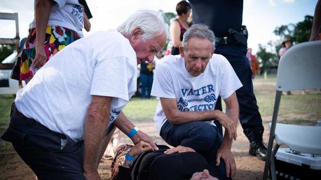 A northern NSW woman has been taken to hospital following an incident at an anti-Adani protest in Clermont.