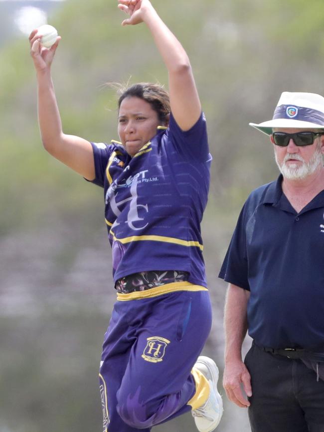 Kisara De Alwis bowls against South Barwon in January this year. Picture: Mark Wilson