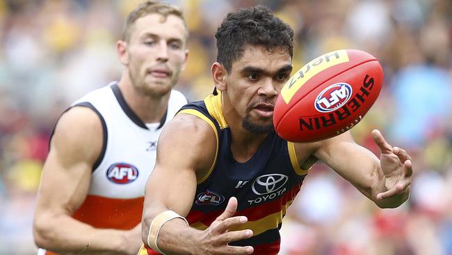 Speed ... Charlie Cameron breaks away for Adelaide. Picture: Sarah Reed