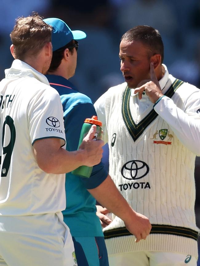 It drew blood and Khawaja was forced to retire hurt. Picture: Paul Kane/Getty Images