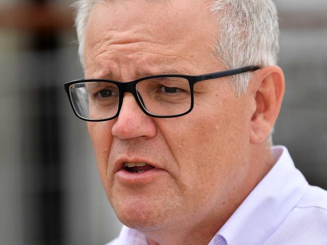 Prime Minster Scott Morrison visits Nolan Meats, Gympie, after devastating floods. Picture: Patrick Woods.