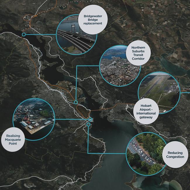 Graphic of upgrades involved in the Hobart City Deal. Picture: LUKE BOWDEN