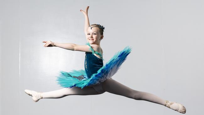 Young ballet dancer Zali Klein at JE Dancehouse. Picture: Kevin Farmer