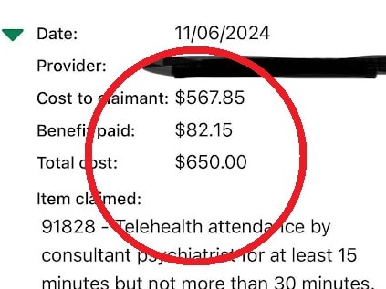 A mum of two was shocked to be charged $567 for a 16 minute telehealth consultation. Picture: Supplied