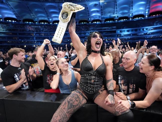 WWE Women’s World Champion Rhea Ripley (Demi Bennett) after her huge return to Australia on a massive stage. Picture: WWE