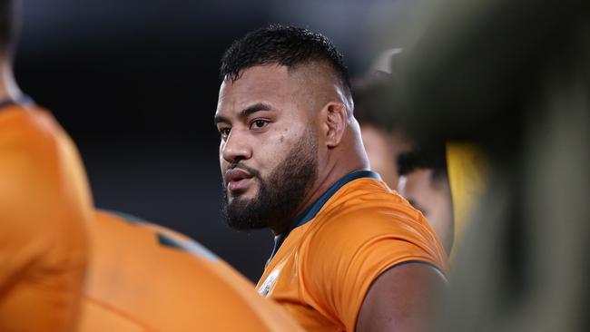 AUCKLAND, NEW ZEALAND - AUGUST 14: Taniela Tupou of the Wallabies looks on after The Rugby Championship and Bledisloe Cup match between the New Zealand All Blacks and the Australian Wallabies at Eden Park on August 14, 2021 in Auckland, New Zealand. (Photo by Anthony Au-Yeung/Getty Images)