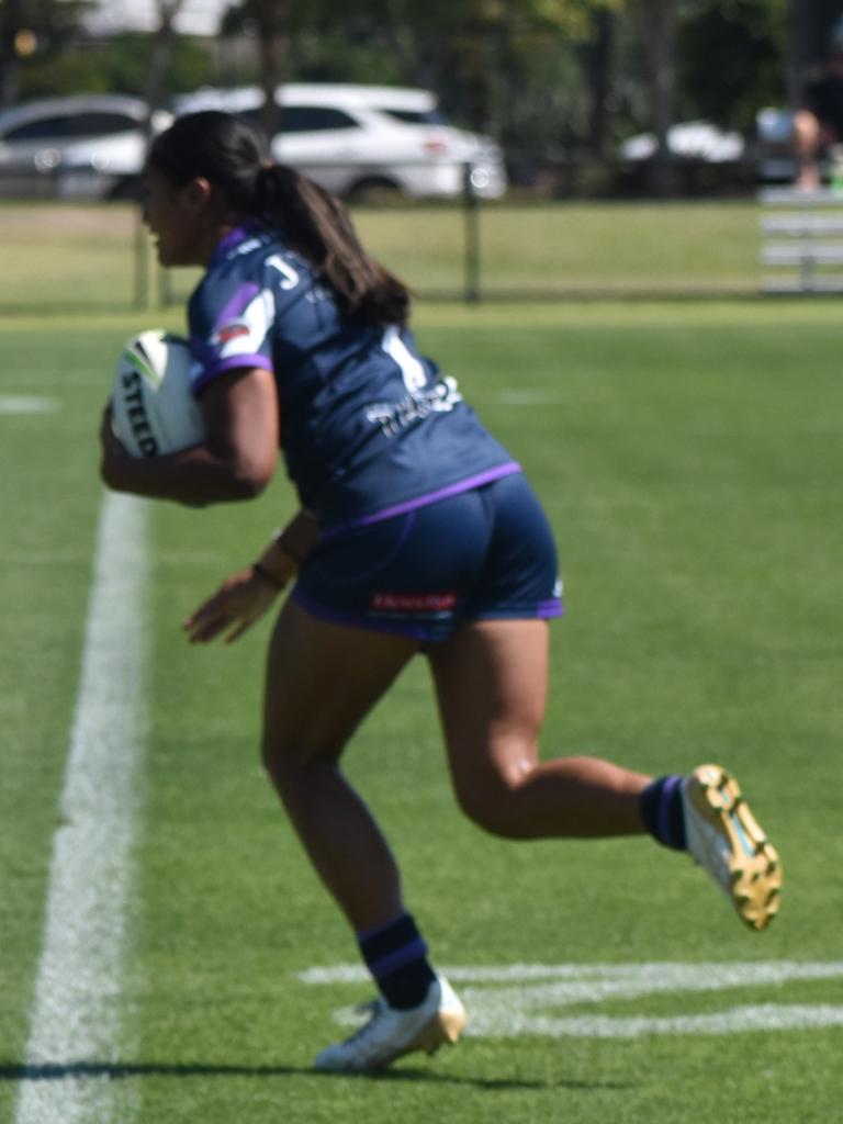 Action from the 2024 Schoolgirls rugby league state grand final between Ipswich SHS and St Mary's Cathedral College. Picture: Eddie Franklin