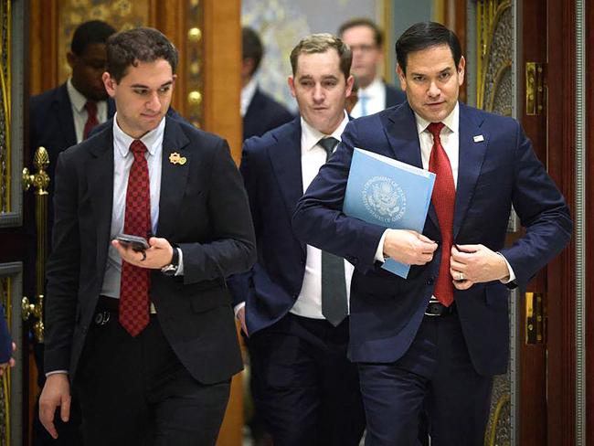 US Secretary of State Marco Rubio walking during the Ukrainian and US delegations meeting in Jeddah. Picture: AFP