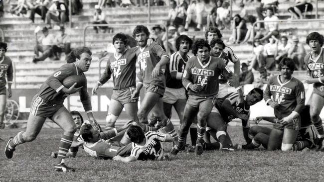 Valleys lock Wally Lewis breaks from the scrum in a 1980 match.