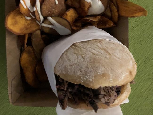 Beef brisket burger from Jerry's Smokehouse.