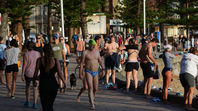 Despite social distancing laws, Sydney’s Northern Beaches are experiencing larges numbers of visitors. Picture: Matrix