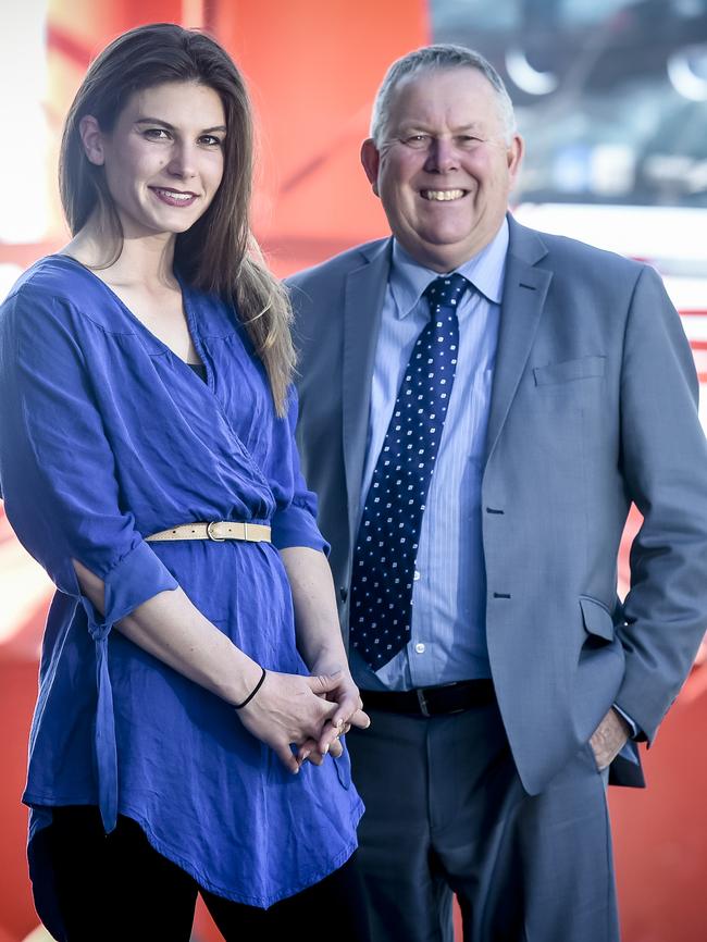 Gary Johanson upon his departure from Port Adelaide/Enfield council, with his endorsed replacement candidate Claire Boan. Picture: AAP / Roy Van Der Vegt 