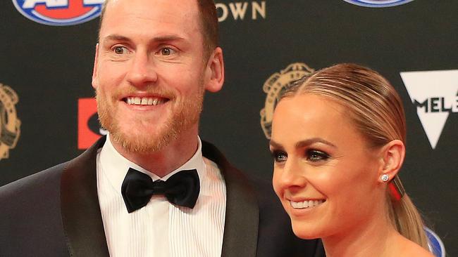 2018 AFL Brownlow Medal Vote Count at Crown Palladium. Jarryd Roughead and wife Sarah. Picture: Mark Stewart