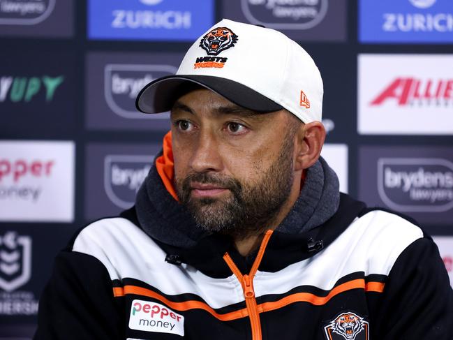 Tigers coach Benji Marshall is pulling out all the shots to end their horror run of sin bins.Picture: Brendon Thorne/Getty Images