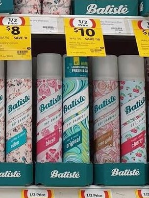 He raved about Batiste Original Dry Shampoo which can be found in the supermarket aisle.