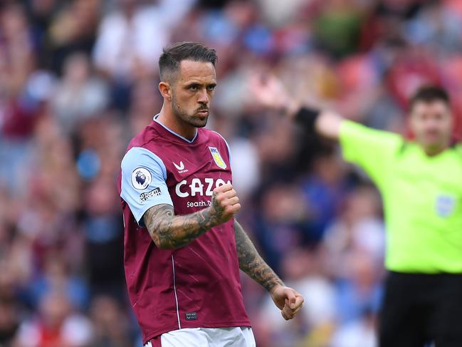 Aston Villa’s Danny Ings celebrates his goal against Leeds. Picture: Albert Perez/Getty Images