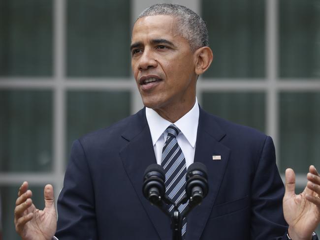 President Barack Obama said he reminded his team to “keep their head up” after the Clinton defeat which is due to endanger his legacy. He also reminded Americans they are “all on one team” and unite behind Trump. Picture: AP/Photo/Pablo Martinez Monsivais.