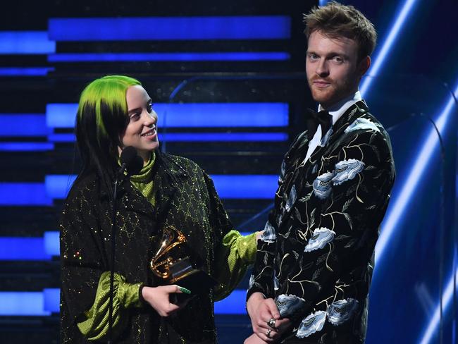 Billie Eilish and her songwriter brother, Finneas. Picture: AFP