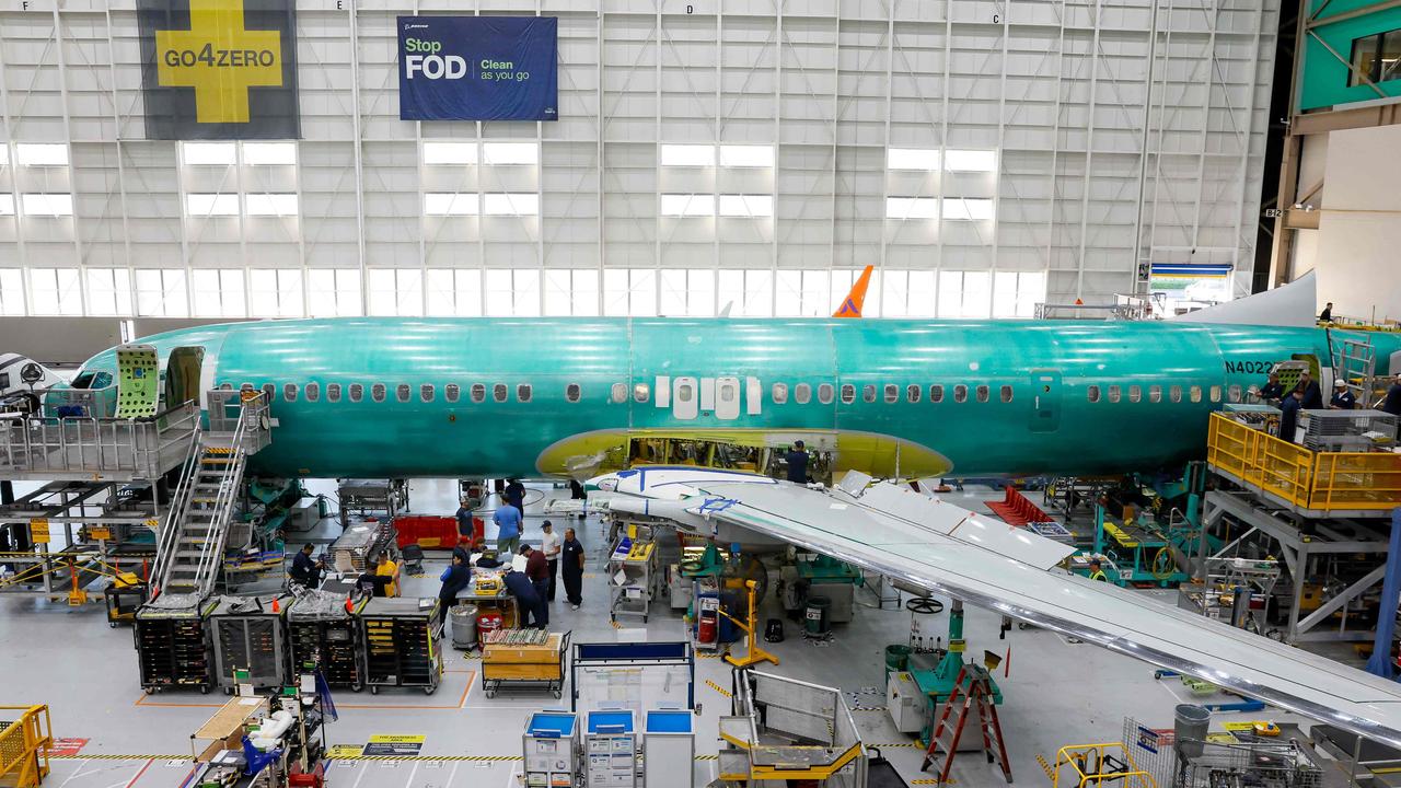 A Boeing 737 MAX aircraft being assembled. Picture: Jennifer Buchanan/AFP