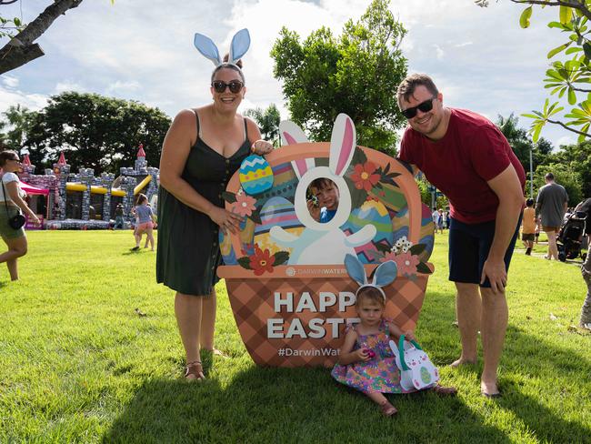 Lucy Nascimento and Ben Tschirpig with Alex and Abigail at Darwin Waterfront. Picture: Pema Tamang Pakhrin