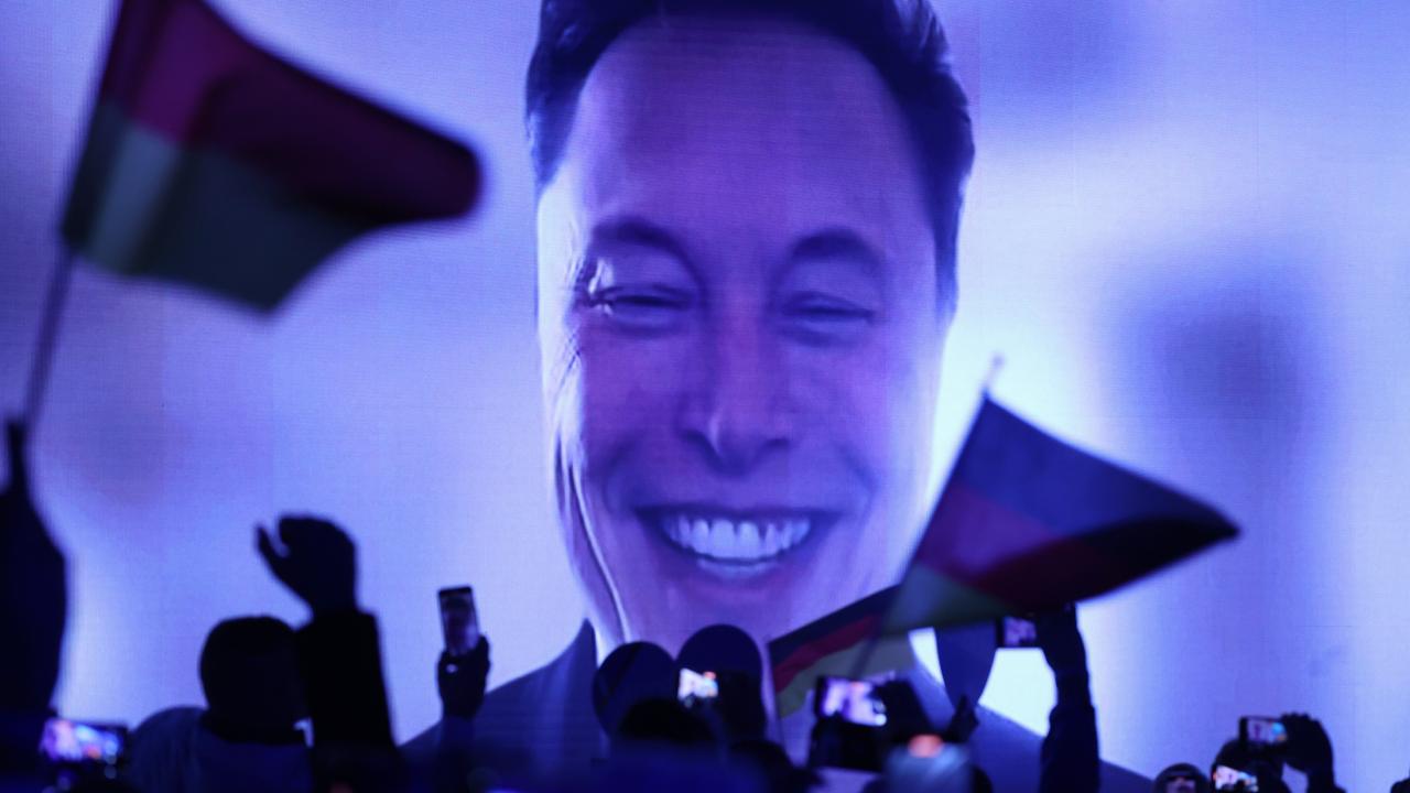 Tech billionaire Elon Musk speaks live via a video transmission during the election campaign launch rally of the far-right Alternative for Germany (AfD) political party on January 25, 2025. (Photo by Sean Gallup/Getty Images)