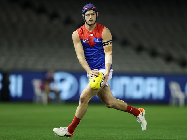 AFL Round 2. Carlton v Melbourne at Marvel Stadium, Docklands. 13/06/2020.  Angus Brayshaw of the Demons action Q2   . Pic: Michael Klein