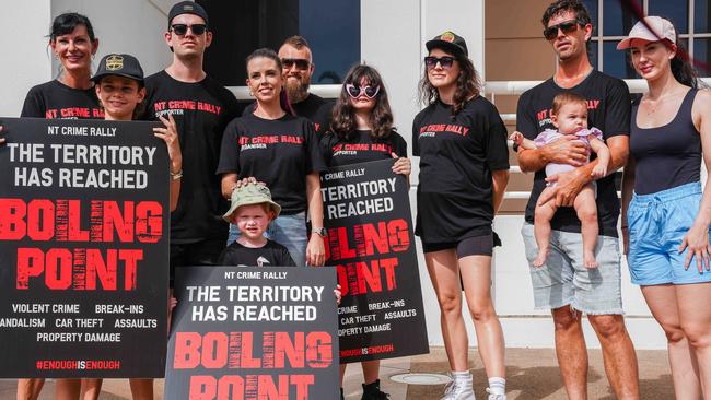 Cobie Campbell (left) and her daughter Sade Dobson (fourth from left) were some of the organisers of the rally. Picture: PEMA TAMANG Pakhrin