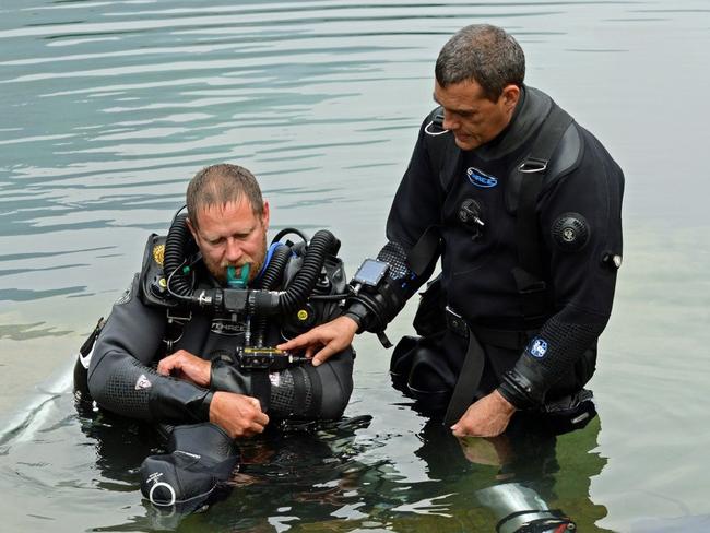 Craig Challen (r) with fellow Thai cave rescue diver and 2019 Australian of the Year Richard ‘Harry’ Harris. Picture: Supplied