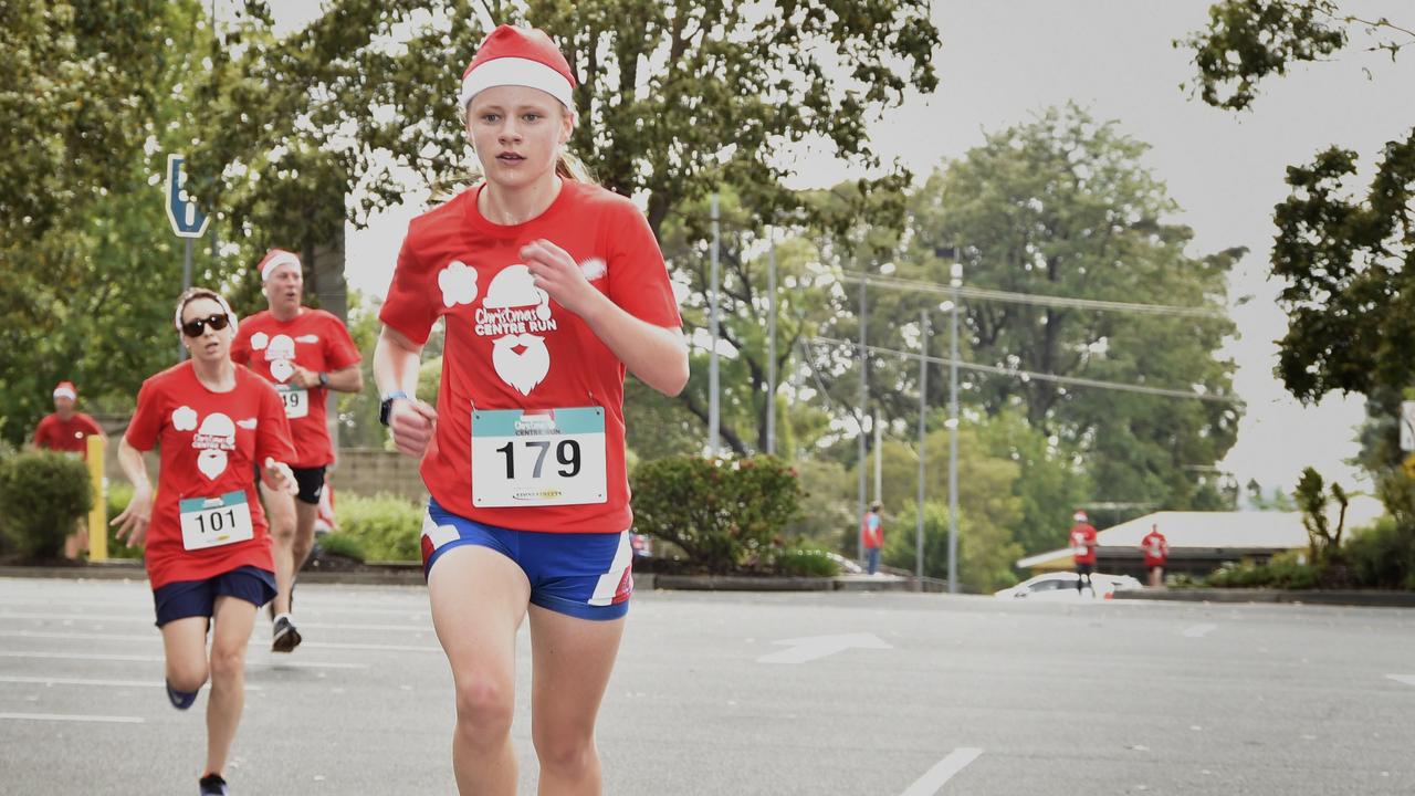 First woman, Kate McLennan. Toowoomba Hospital Foundation, Christmas centre run. December 2017