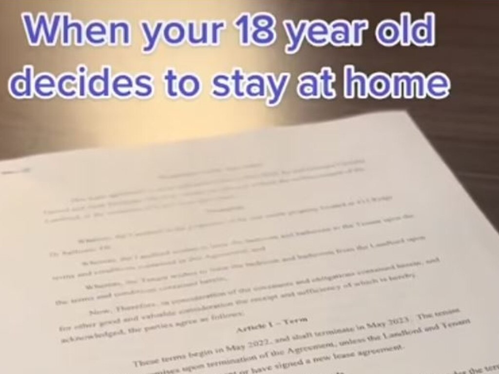 A woman in the US has come under fire for making her 18-year-old daughter sign a lease to live at home. Picture: TikTok