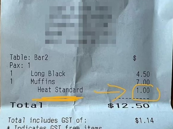 Melbourne cafe charges $1 to 'heat' muffin. Picutre: Facebook/Daily Mail