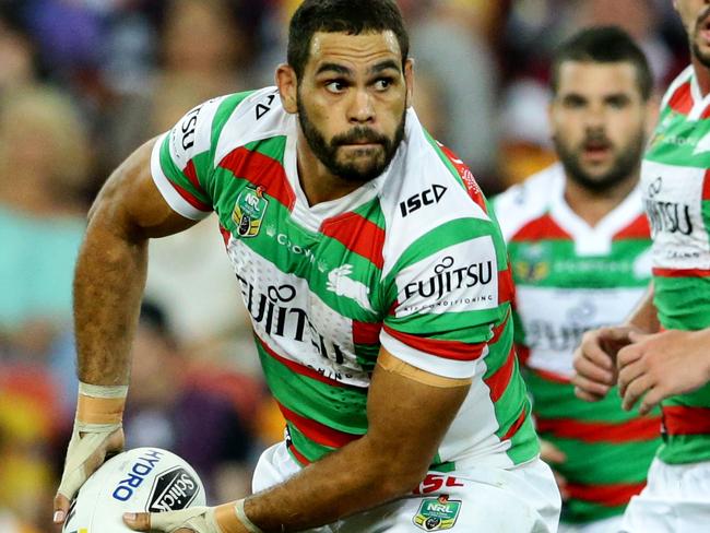 Greg Inglis of Souths during the NRL game between the Brisbane Broncos and the South Sydney Rabbitohs. Pic Darren England.