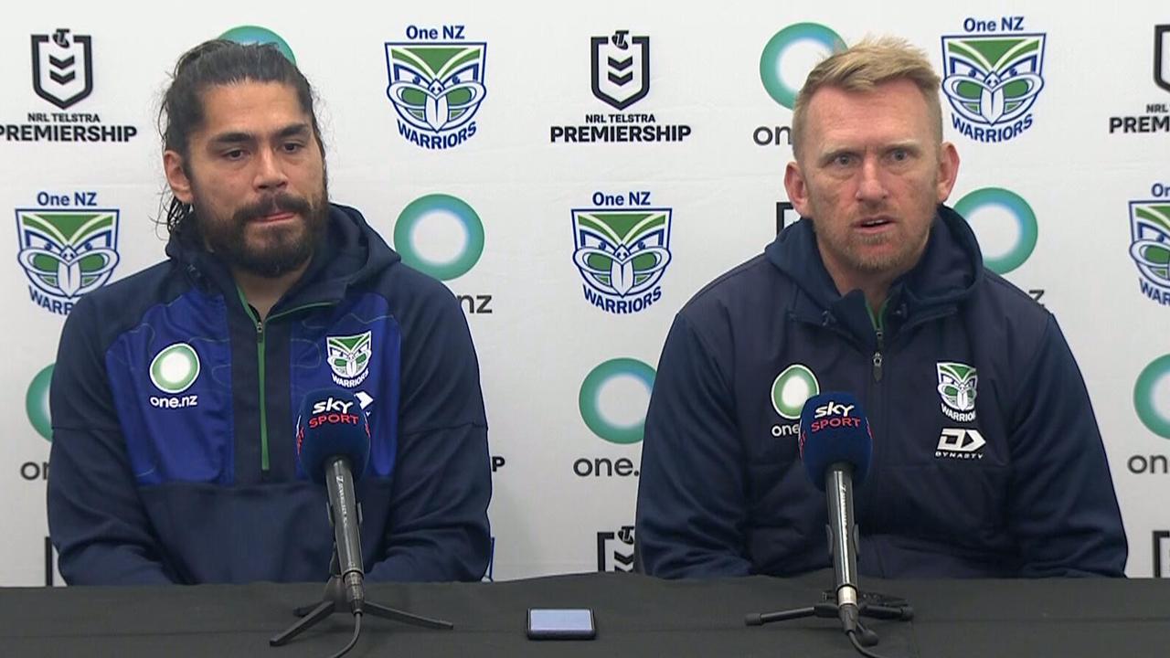 Tohu Harris and Andrew Webster speak after the Warriors beat the Broncos.