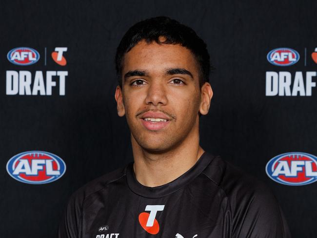 MELBOURNE, AUSTRALIA - OCTOBER 06: Ricky Mentha (Northern Territory - Gippsland Power Northern Territory Academy) poses for a photo during the Telstra AFL State Draft Combine at MSAC on October 06, 2024 in Melbourne, Australia. (Photo by Dylan Burns/AFL Photos via Getty Images)