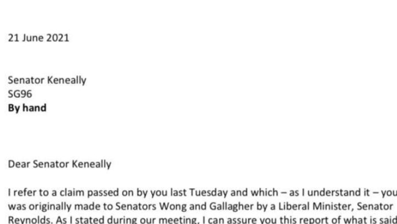 The letter the late Senator sent Senator Kristina Keneally.