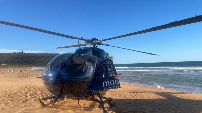 The Mounties Care CareFlight Helicopter at north Palm Beach. Picture: CareFlight