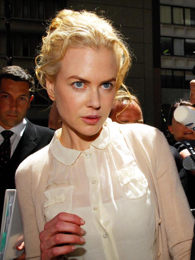 Nicole Kidman at the NSW Supreme Court to give evidence against Jamie Fawcett in a defamation case.